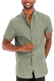 Weiv Men's Casual Short Sleeve Solid Shirts (Color: CINNAMON, size: M)